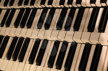 Close up of antique wooden piano keys 8002