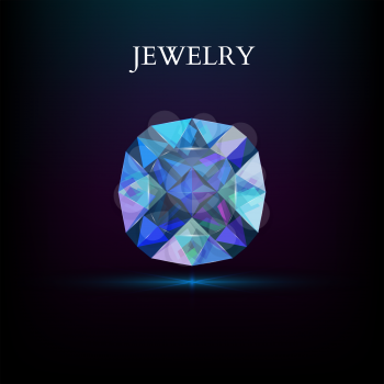 Jewelry. Gemstone isolated on dark background. Vector illustration