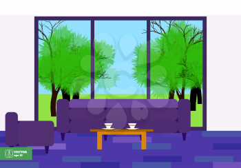 Abstract Flat Style Interior Desing. Vector illustration