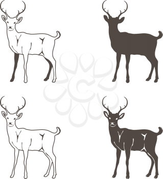 Abstract Four Deer Illustration Silhouette. Vector illustration