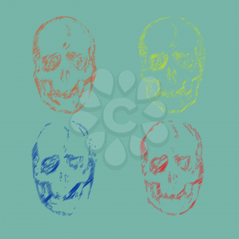 Set of Skulls isolated on background vector illustration 