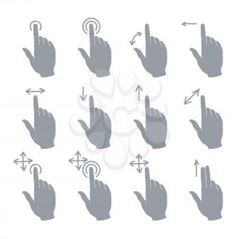 Hand Touch Gesture Icons for Smitrphone. Vector illustration