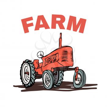 Farm Tractor Grunge Illustration T-shirt Print Design Vector illustration