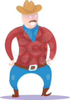 Hand Drawn Cowboy Character isolated on white background. Vector illustration