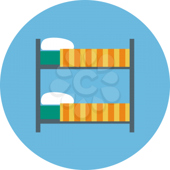 Colorful Flat Design Loft Bed icon. Vector illustration