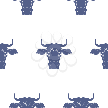 Abstract Cow Head Seamless Pattern. Vector illustration