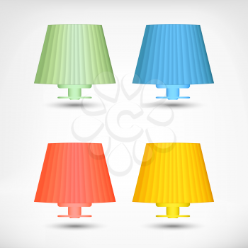 Different color home table lamp icons set