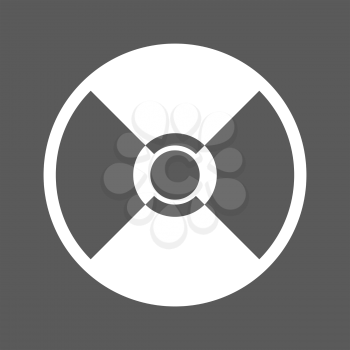 white compact disk icon on a black background