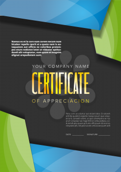 Color certificate design with modern abstract background