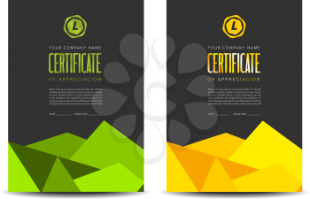 Color certificate design with modern abstract background