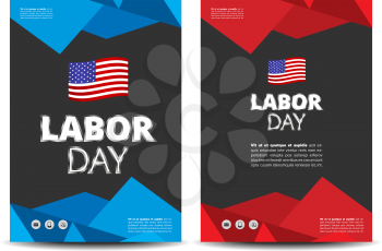Labor day leaflet with abstract background and usa flag