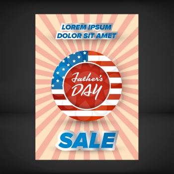 Fathers day sale design with usa flag and abstract background
