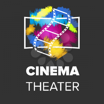 cinema hall icon with screen and abstract colors on a black background