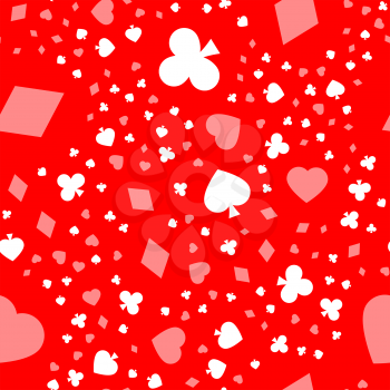 cards seamless pattern on a red background