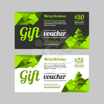Christmas sale Gift voucher set on black and white backgrounds