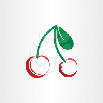 stylized cherries symbol with leafs design