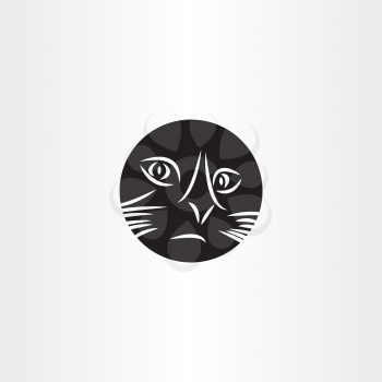 black cat face circle icon vector symbol design