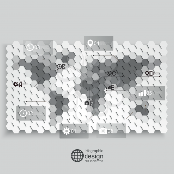 Infographic template for business design, hexagonal design vector illustration.