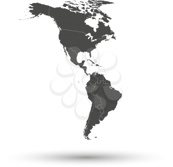 North and South America map background vector.