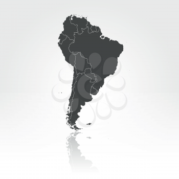 South America map with shadow background vector illustration