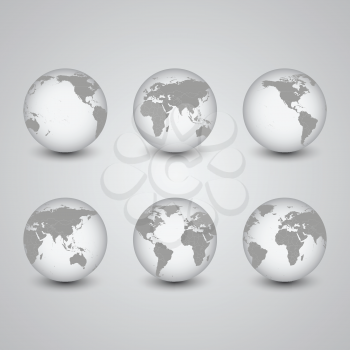 Set of globes, World Map Vector, light design vector illustration
