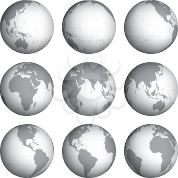 Set of gray globe icons vector illustration