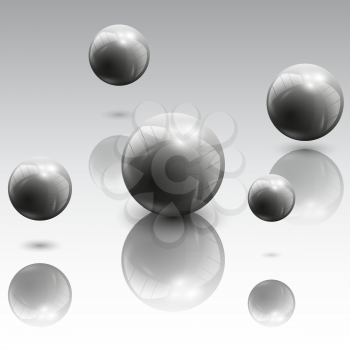 3d spheres in motion on gray background vector illustration