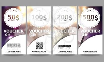 Set of modern gift voucher templates. Colorful design vector background.