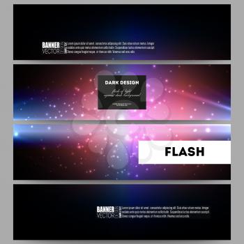 Set of modern vector banners. Flashes against dark background.