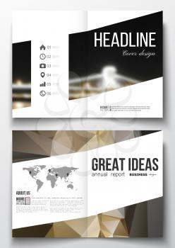 Set of business templates for brochure, magazine, flyer, booklet or annual report. Colorful polygonal background, blurred image, modern stylish triangular vector texture.