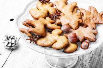 Cookies in the shape of Christmas tree and Christmas reindeer