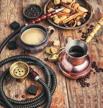 Arab shisha with coffee flavor vintage style
