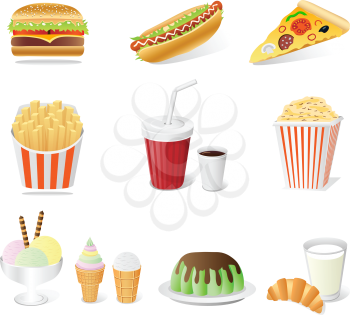 fast food set isolated on the white background