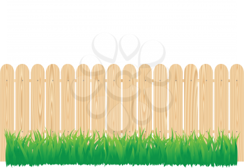 The wood circle fence and the green grass