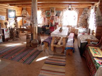 Interior in the ancient house, museum of life of the Ukrainian people