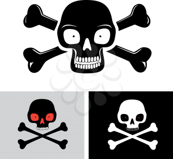 Simple illustration of human skull and bones on background isolated on white. Toxic, poison symbol