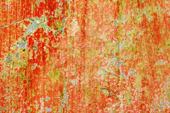 Old red wall background before repair. Rough housework wallpaper design backdrop. Color room interior decoration texture template