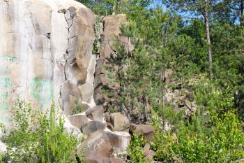 Basalt columns rock background. Beautiful stone landscape