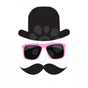 Cute Handdrawn Glasses, Hat and a Mustache Vector Illustration EPS10