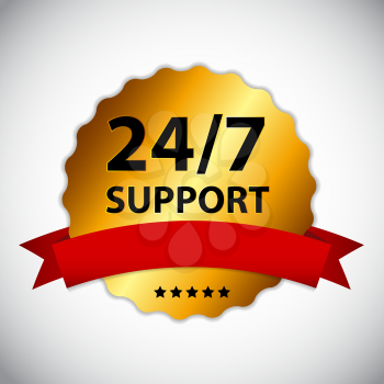 Vector 24-7 SUPPORT Sign, Label Template. EPS10