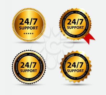 Vector 24-7 SUPPORT Sign, Label Template. EPS10