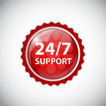 Vector 24-7 SUPPORT Sign, Label Template EPS10