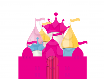 Pink Fairytale Castle. Isolated Vector Illustration. EPS10