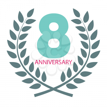 Template Logo 8 Anniversary in Laurel Wreath Vector Illustration EPS10