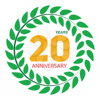 Template Logo 20 Anniversary in Laurel Wreath Vector Illustration EPS10