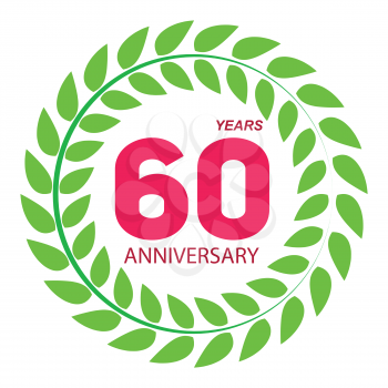 Template Logo 60 Anniversary in Laurel Wreath Vector Illustration EPS10