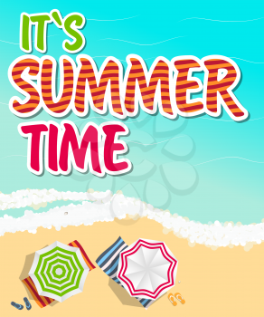 Summer Time Background. Sunny Beach in Flat Design Style Vector Illustration EPS10
