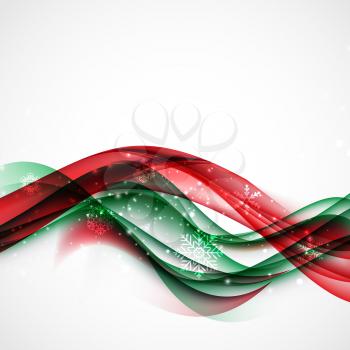 Abstract Christmas and New Year Wave Background with Lights and Snowflakes. Vector Illustration EPS10