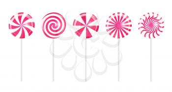 Realistic Sweet Lollipop Candy Set on White Background. Vector Illustration EPS10