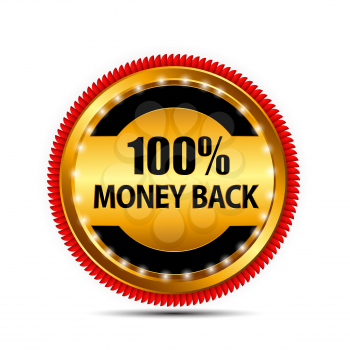 Vector Money Back Guarantee Gold Sign, Label EPS10